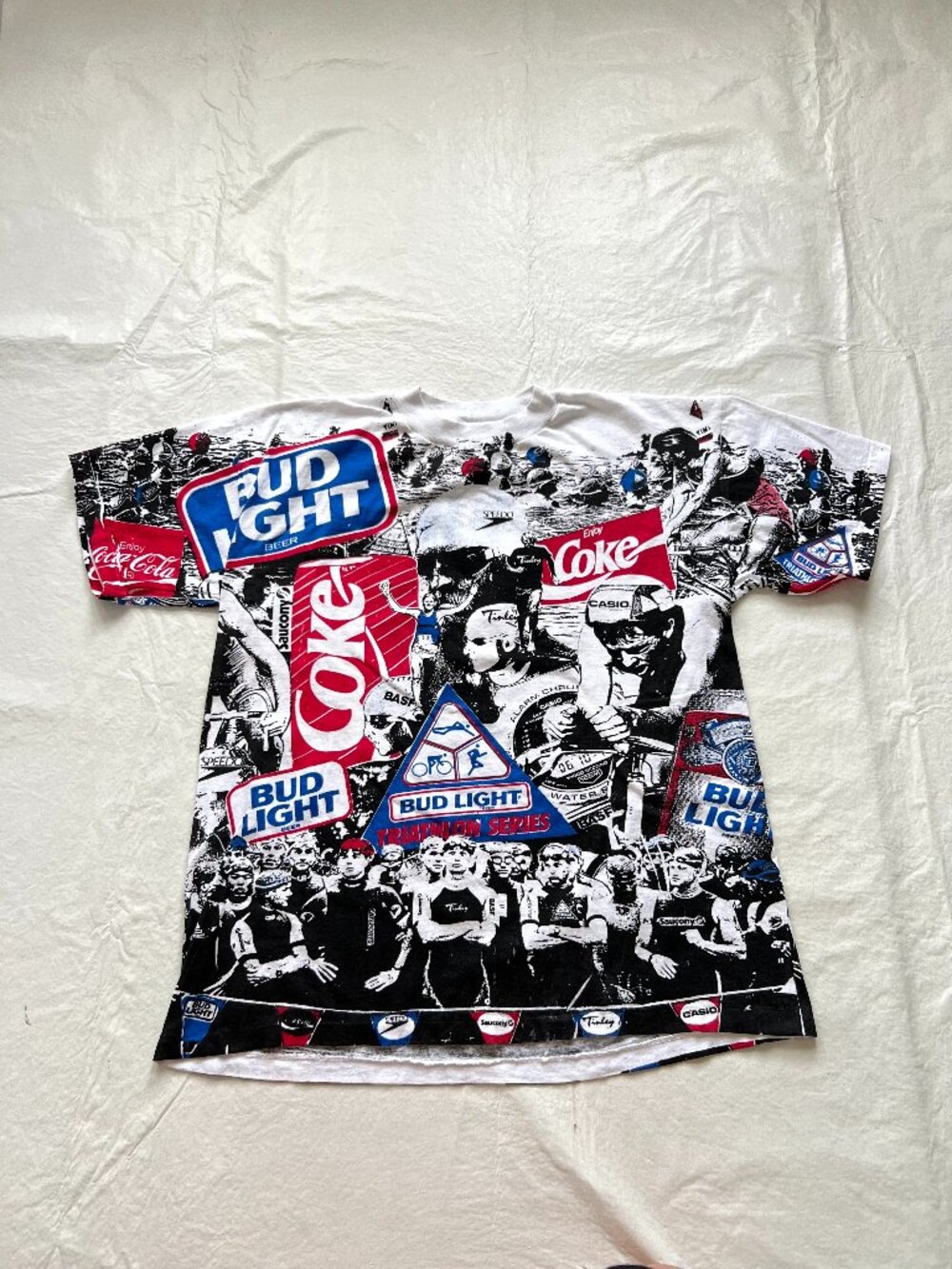 Vintage 90s t shirt adult XL Chicago 1992 Bud Light Coca Cola all over print